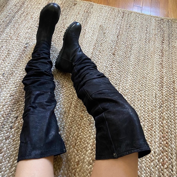 Prada Shoes - Prada black leather Knee High Boots Size 35.5